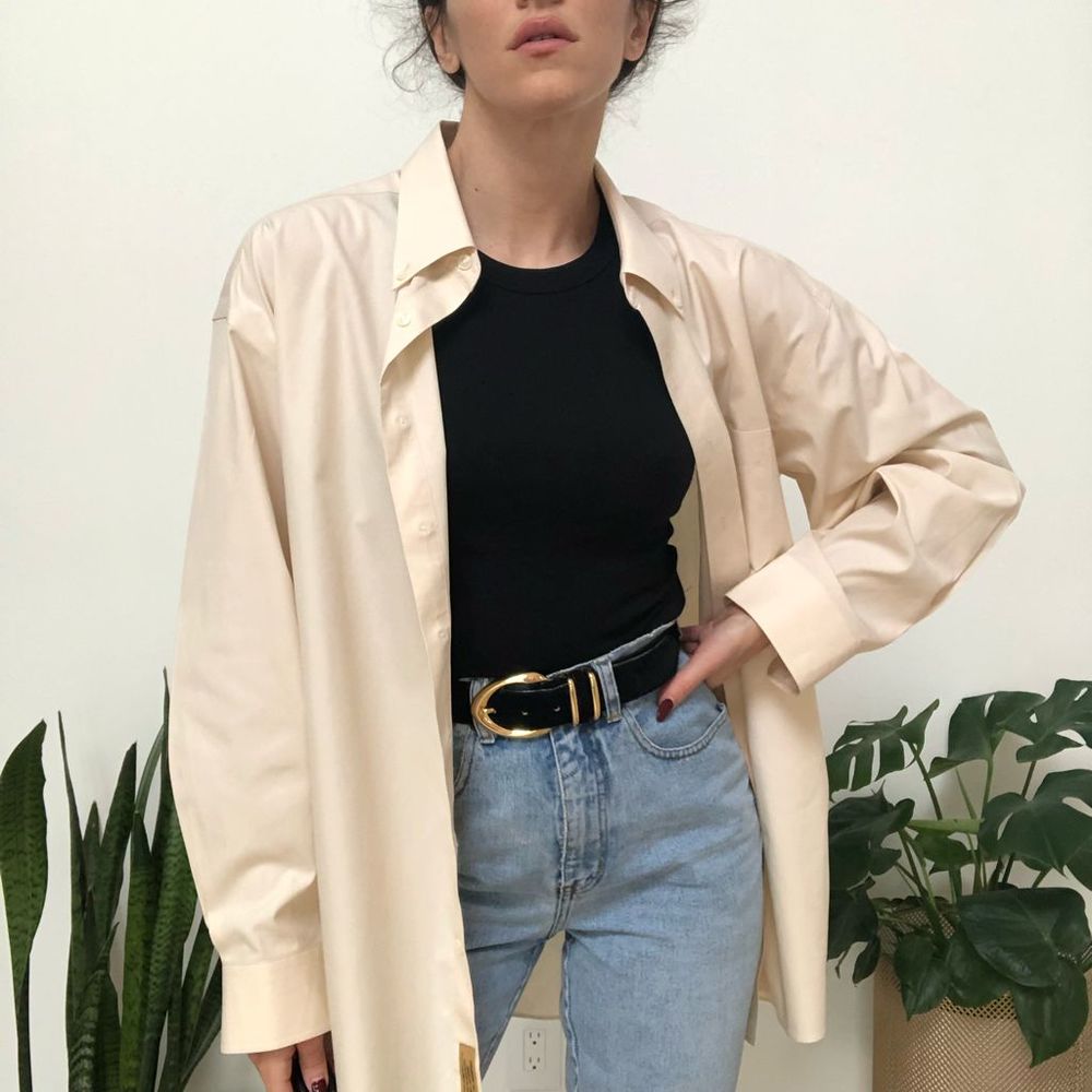 Vintage oversized cream dress shirt